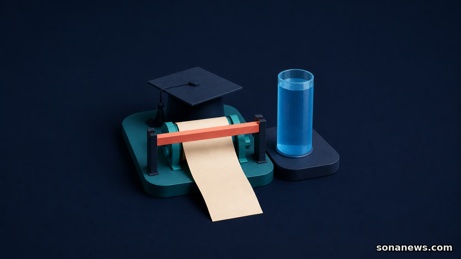 Conceptual Plan 5 student loan payslip passes beneath a payroll threshold gate beside a separate balance cylinder.