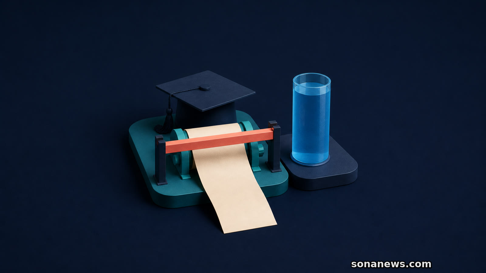 Conceptual Plan 5 student loan payslip passes beneath a payroll threshold gate beside a separate balance cylinder.