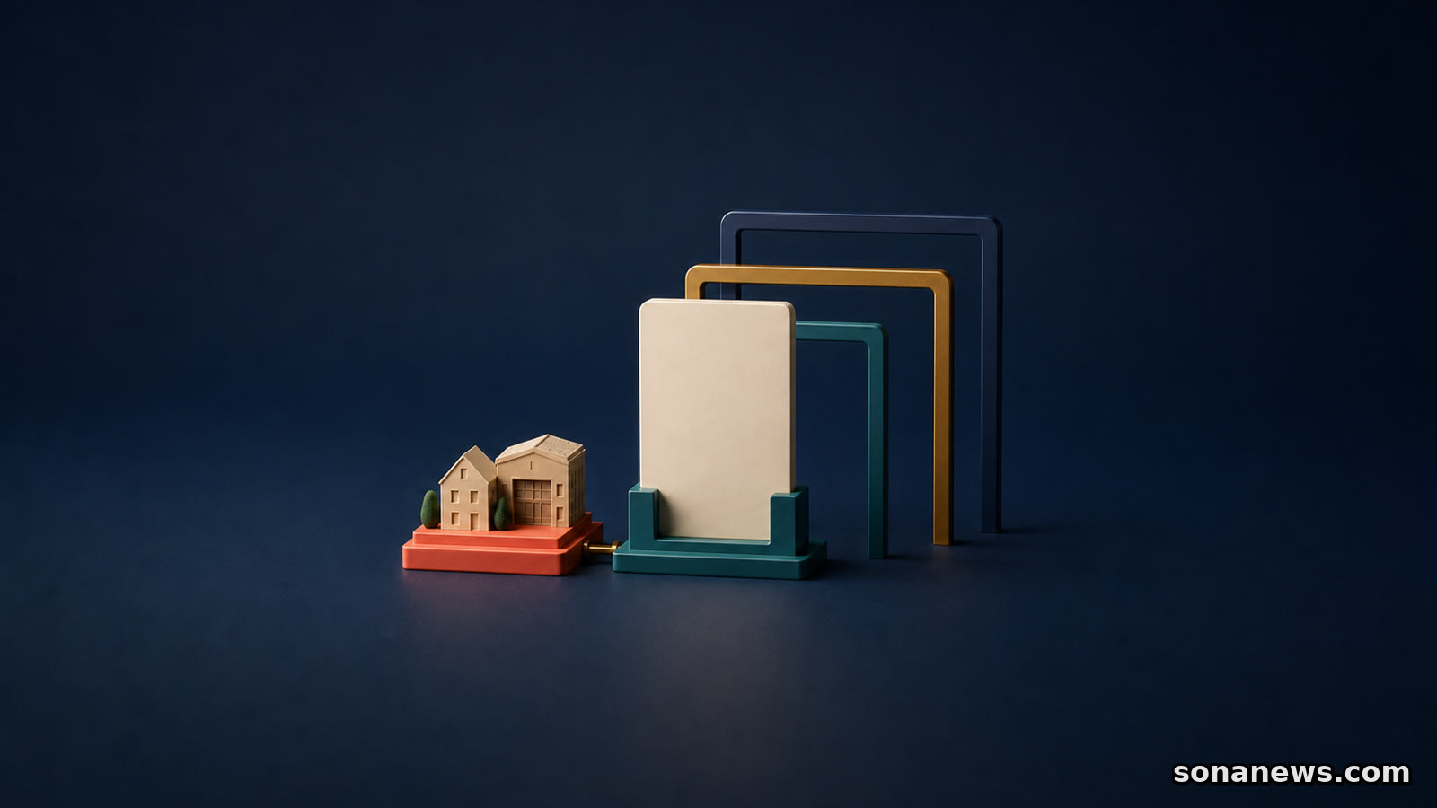 Conceptual blank mini-bond tablet sits beside an asset model and three open regulatory protection frames.