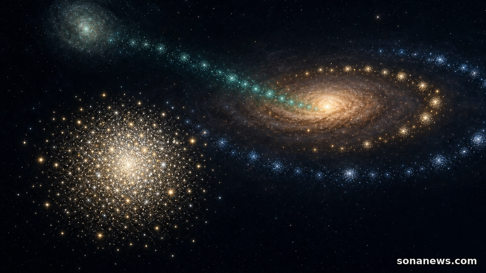 A conceptual Milky Way reconstruction links three globular cluster populations to an incoming ancient dwarf galaxy.