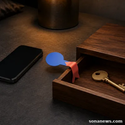 Conceptual Android Find Hub memory turning a phone's speech token into a drawer tab beside an untagged spare key