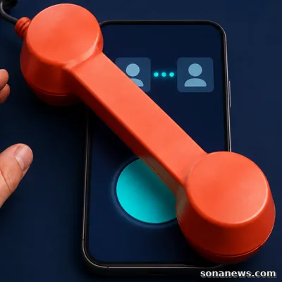 Un combiné corail bloque une validation de virement sur un smartphone abstrait tandis qu’une main s’écarte.