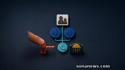 Jari menghentikan token suara ganda di depan gerbang pembayaran, sementara tombol panggil balik mengarah ke kartu kontak pada jalur terpisah