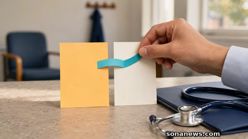 Una mano collega due soli giorni di calendario accanto a uno stetoscopio, per la nuova regola INPS sul certificato di malattia.