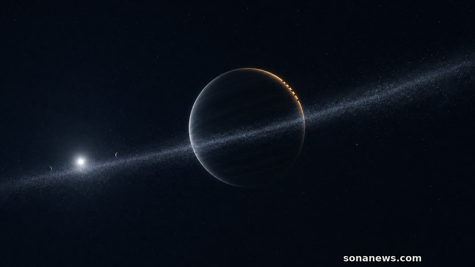 Illustrazione concettuale di Beta Pictoris d che emerge dal disco di detriti grazie alla sua firma spettroscopica atmosferica.