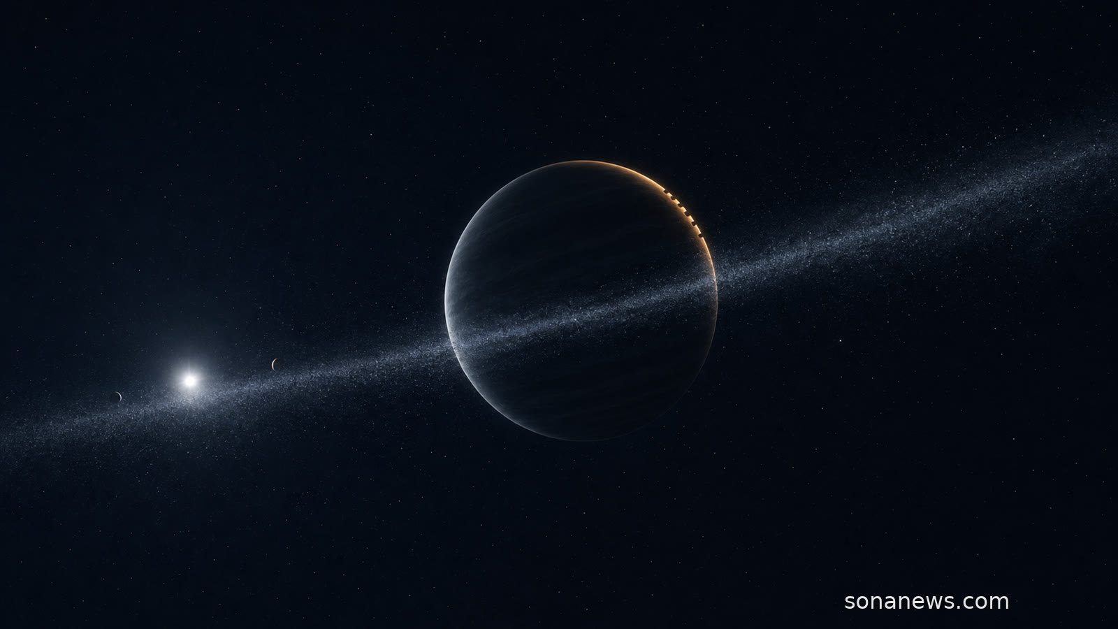 Illustrazione concettuale di Beta Pictoris d che emerge dal disco di detriti grazie alla sua firma spettroscopica atmosferica.