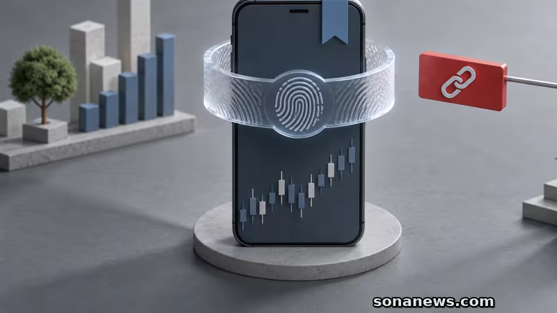 値動きの印がある端末を指紋認証の輪とブックマークで守り、赤いリンクを離した概念模型