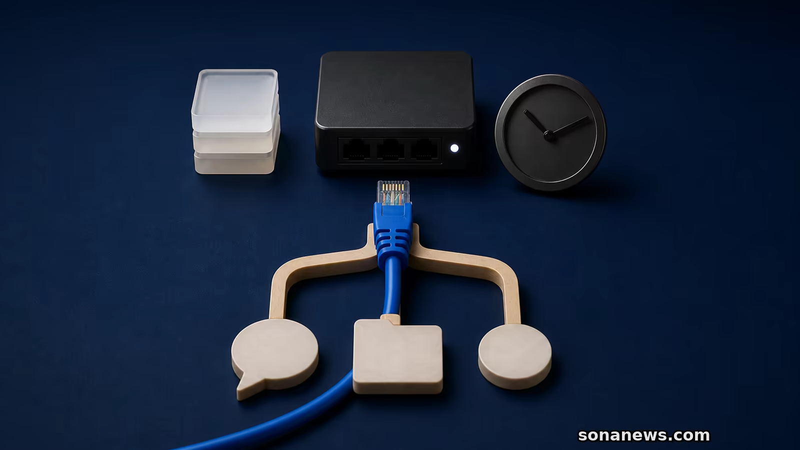 点灯した通信機器から外したLANケーブル、保存ログと相談先3経路の概念模型