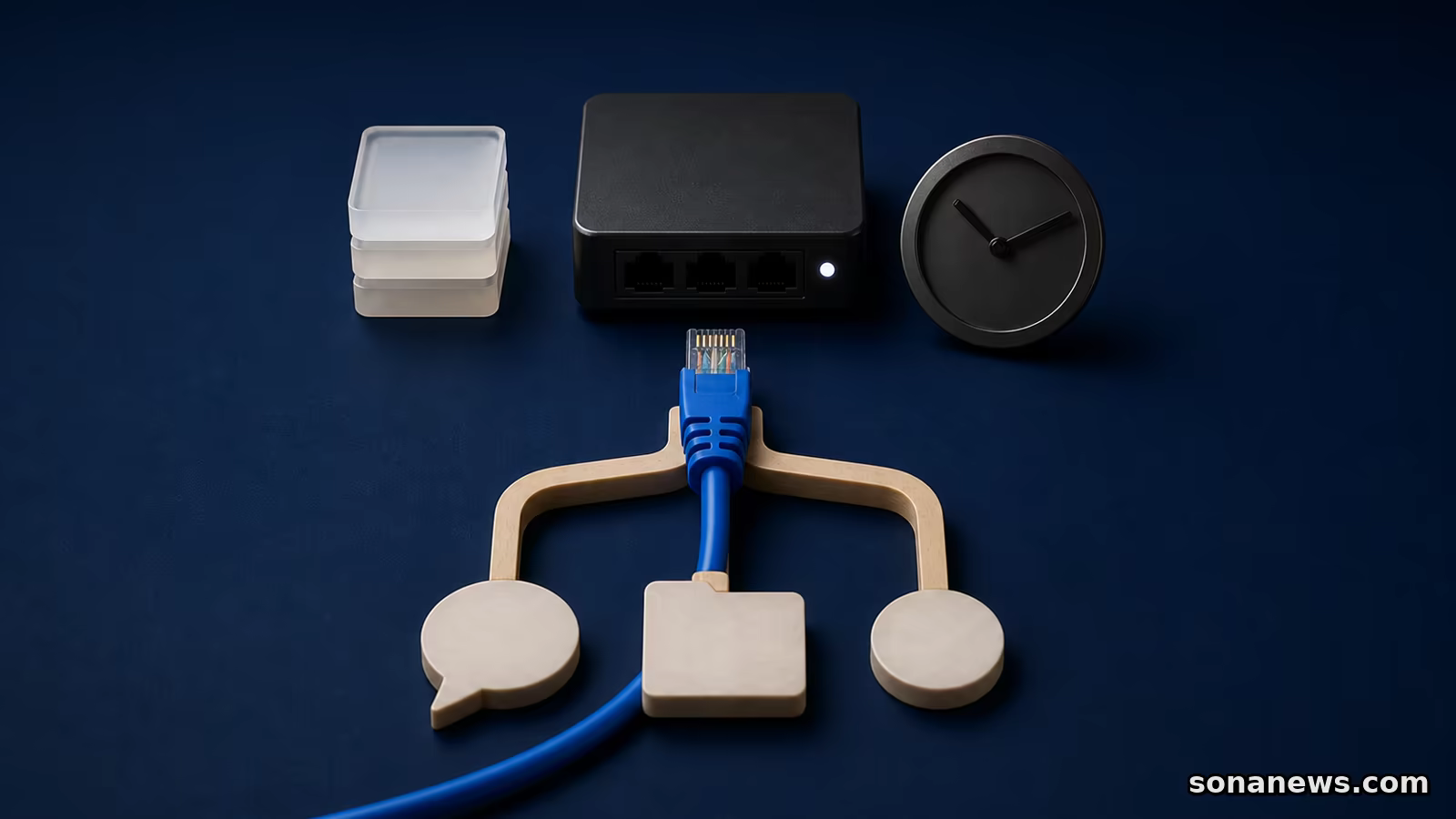 点灯した通信機器から外したLANケーブル、保存ログと相談先3経路の概念模型