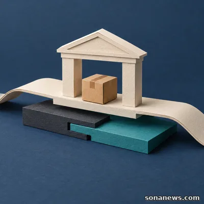 Papieren bankpoort met een pakket op een doorlopende route boven een deels vervangen onderlaag, als illustratie van de overgang van iDEAL naar Wero.