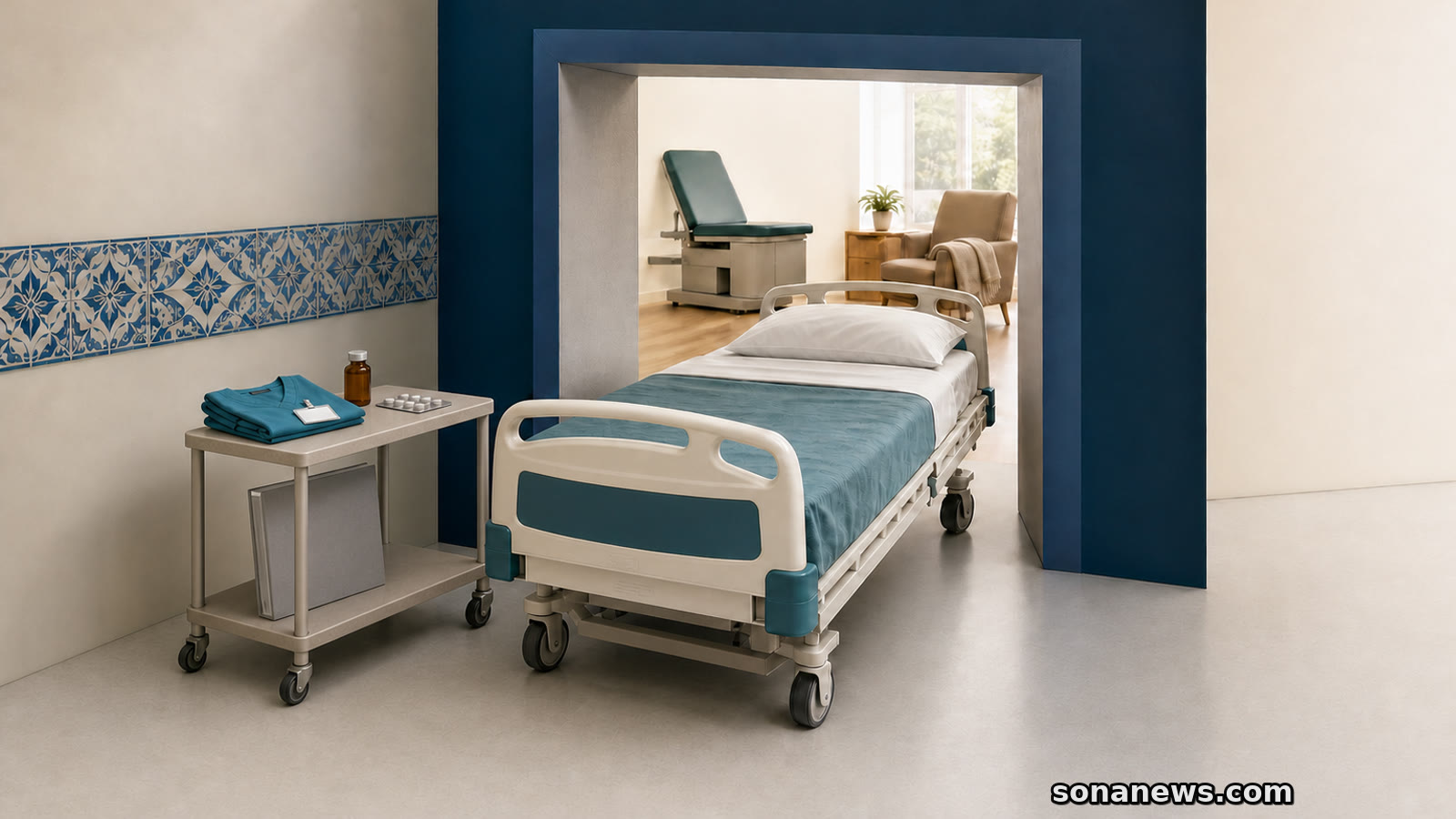 Cama hospitalar atravessa um portal estreito entre recursos clínicos, cuidados primários e apoio domiciliário em Portugal.
