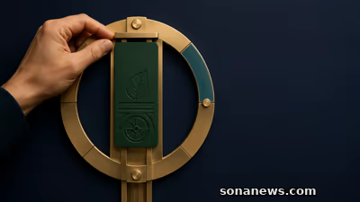 Mão ajusta marcador verde no teto de mecanismo trimestral dos Certificados de Aforro Série F.